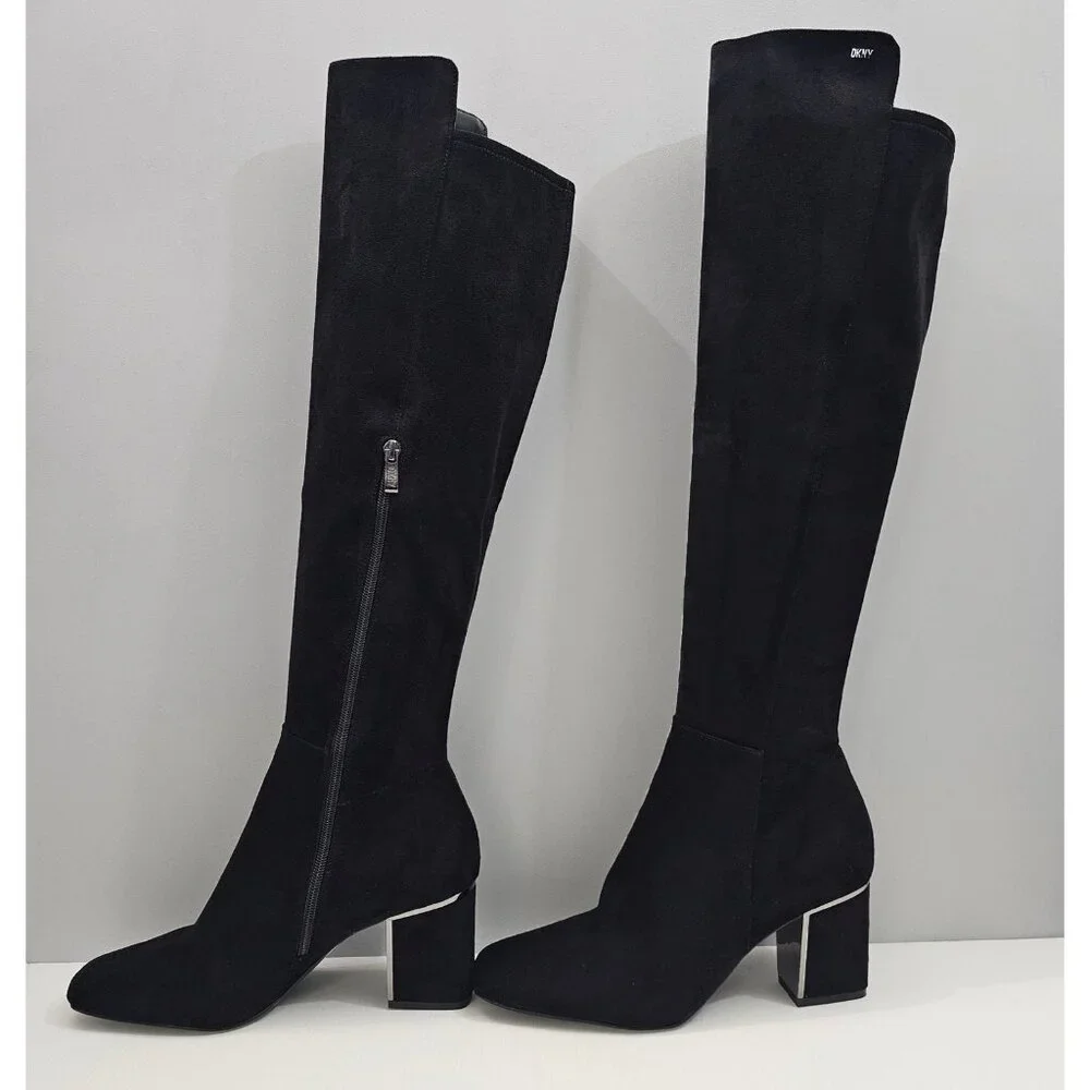DKNY Cilli Over The Knee Boot Womens 10 Black Block Heel Sleek Dressy Winter NEW